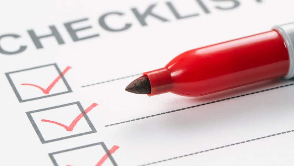 checklist box with red marker pen