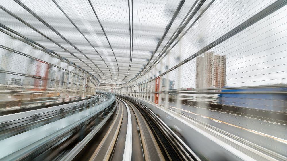 subway tunnel with motion blur of a city