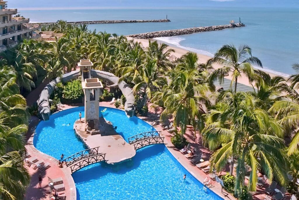 paradise village beach resort ariel view