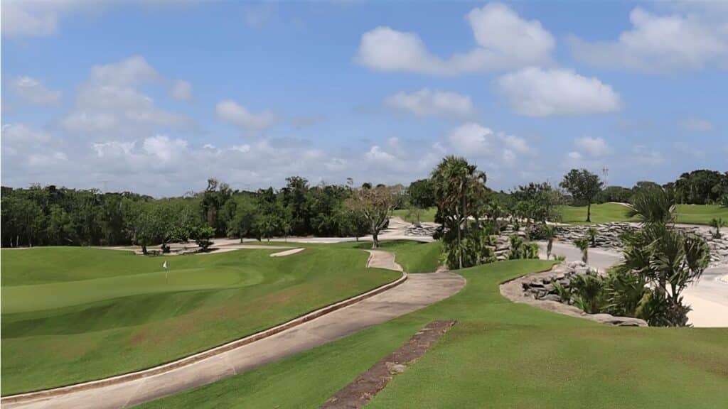 iberostar golf club playa paraiso aerial view of the putting green