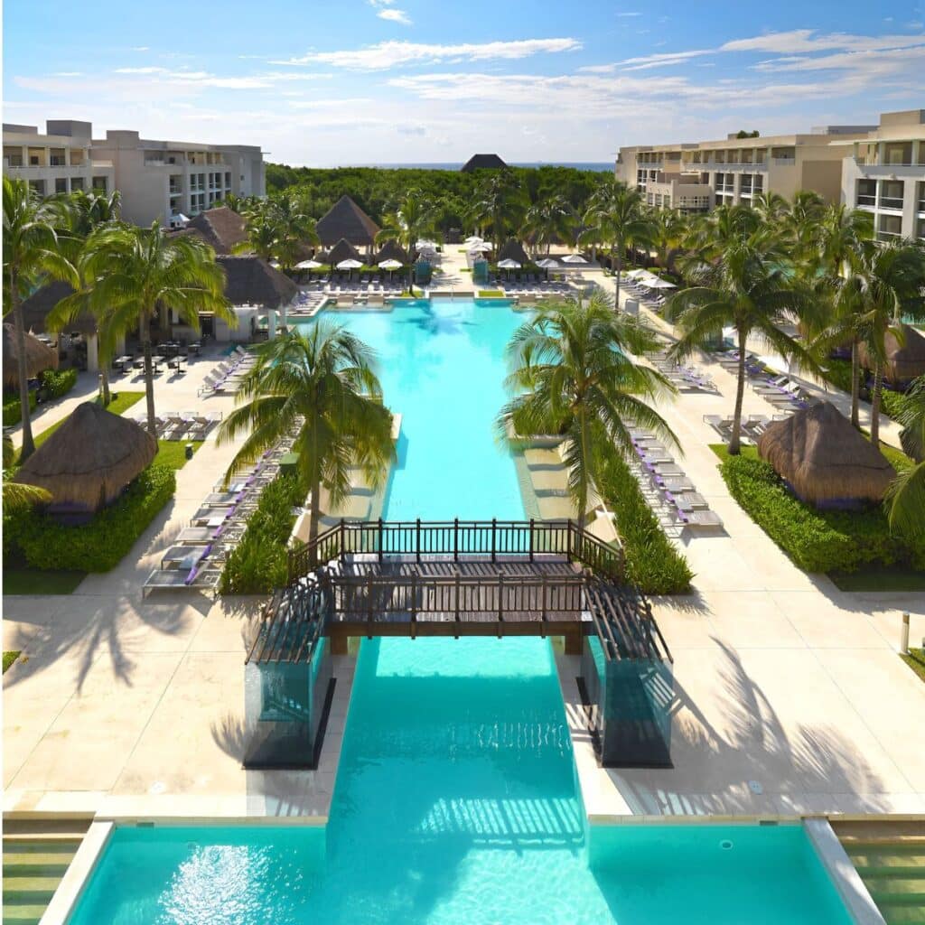 paradisus breathtaking symetrical aerial view of courtyard and palm trees
