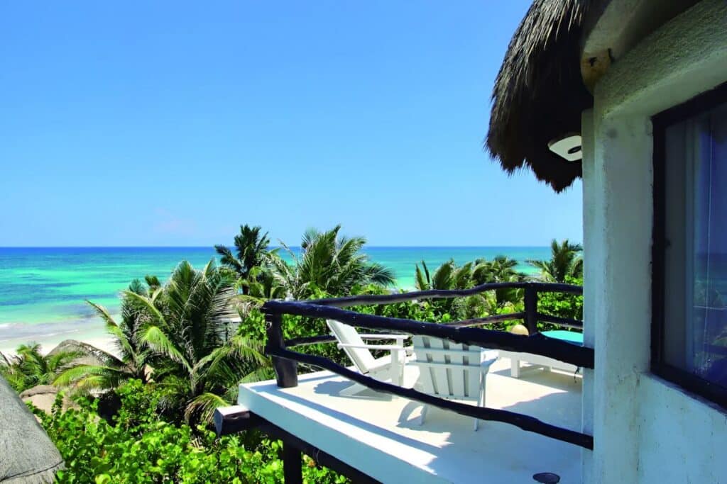 spectacular view of beach from coco tulum hotel room